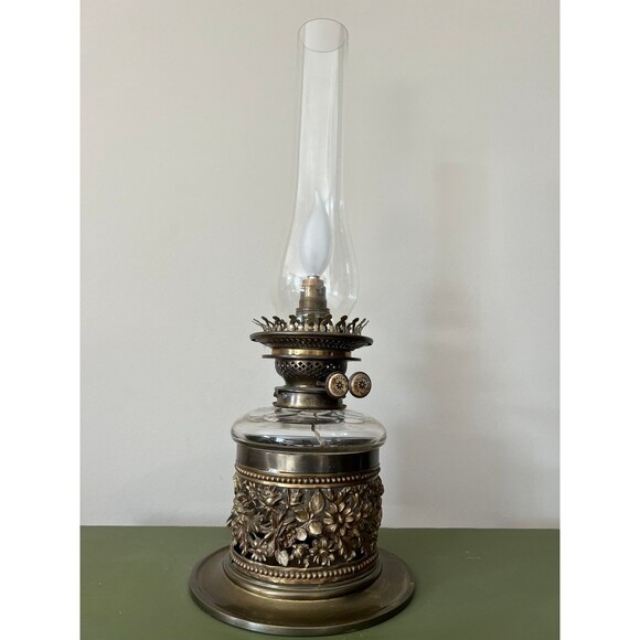 James Hinks & Son Victorian Antique Brass Oil Lantern Converted in2 Lamp c 1880s